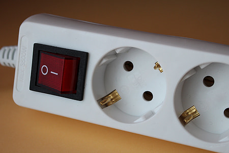 closeup photo of white power strip turned-off thumbnail