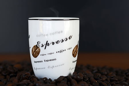 white Espresso printed cup on coffee beans thumbnail