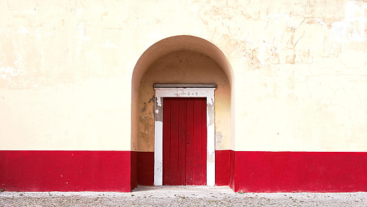 red wooden door closed thumbnail
