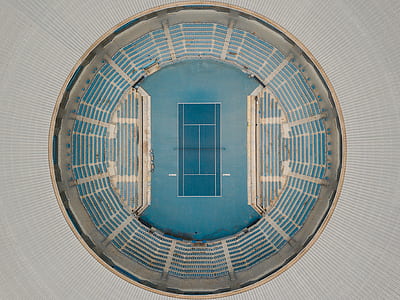 bird's-eye view photography of tennis stadium thumbnail