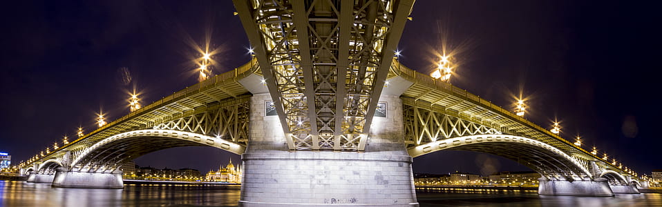 low-angle photography of bridge near body of water thumbnail