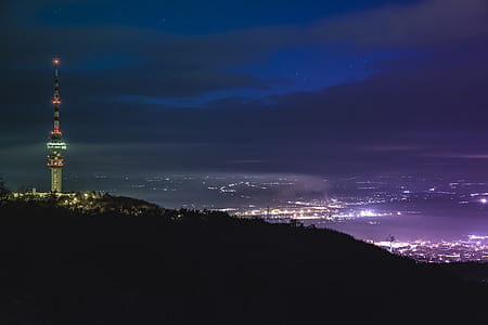 Aerial of Buildings during Nighttime thumbnail
