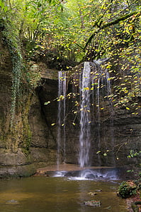 timelapse photography of waterfalls beside treees thumbnail