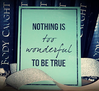 Nothing is too wonderful to be true sign thumbnail