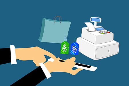 Illustration of shopping online with a mobile device. thumbnail