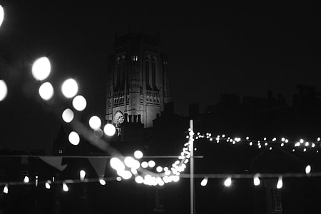 grayscale photography of string lights thumbnail