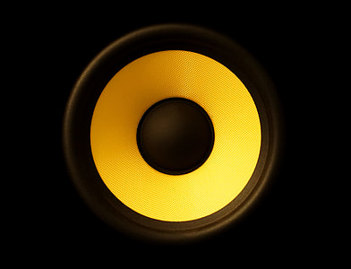 close-up photo of yellow and black speaker thumbnail