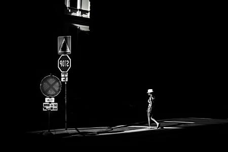 grayscale photo of person walk through thumbnail