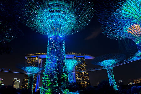 low angle photography of lighted building thumbnail