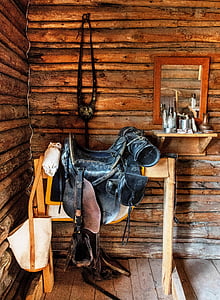 black leather horse saddle thumbnail