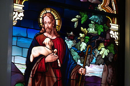 Jesus Christ holding sheep mosaic wall decor thumbnail