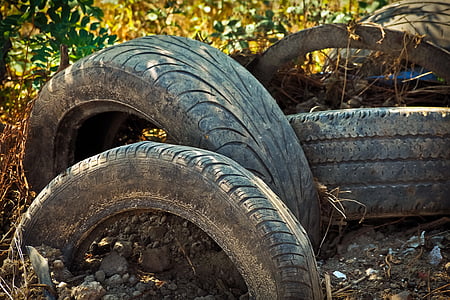 three vehicle tires near bushes thumbnail