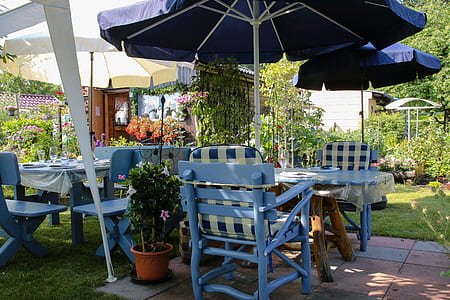 blue outdoor patio umbrellas thumbnail