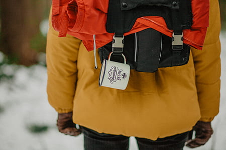 backpack, mug, hiker, camping thumbnail