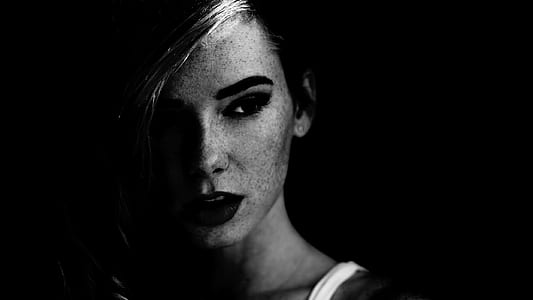 grayscale photo of woman wearing spaghetti strap top thumbnail