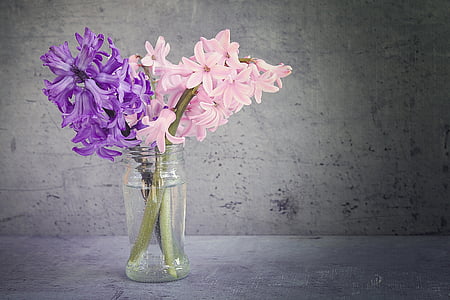 pink and purple petaled flower arrangement thumbnail