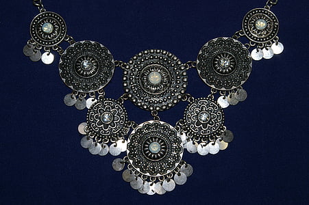 silver-colored chain link bib necklace thumbnail