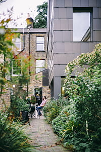 man sitting beside woman in front brick wall thumbnail