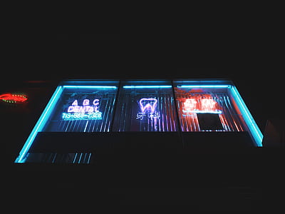 white and blue LED signage thumbnail