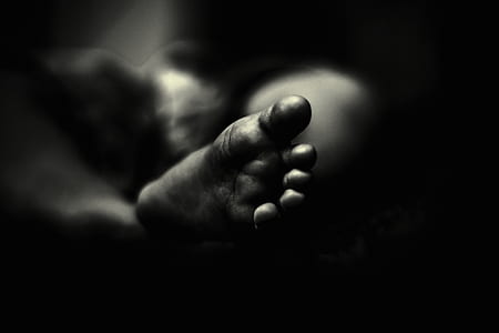 grayscale photo of baby's foot thumbnail