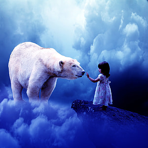 photo of girl in front of polar bear thumbnail