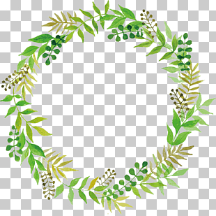Wedding Green, Leaves Floral Border, green wreath illustration PNG clipart