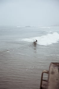 person riding on surfboard on body of water thumbnail
