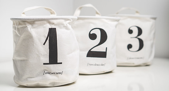 three black-and-white 1 2 3 printed fabric bags thumbnail