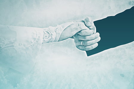 man and holding woman hand painting thumbnail