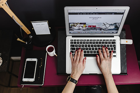 Pink desk in the home office thumbnail
