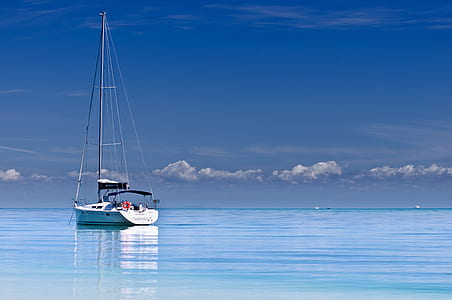 blue, ocean, yacht, sailing, calm, reflection thumbnail