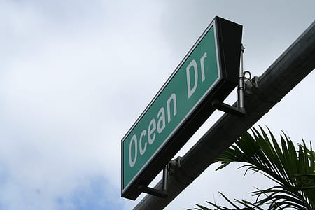 Ocean Dr road signage under cloudy sky thumbnail