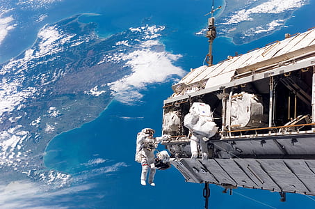 two astronaut on white space shuttle thumbnail
