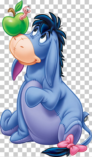 Eeyore Winnie-the-Pooh Winnie the Pooh Piglet Tigger, Eeyore Free , Eeyore with worm in green apple illustration PNG clipart