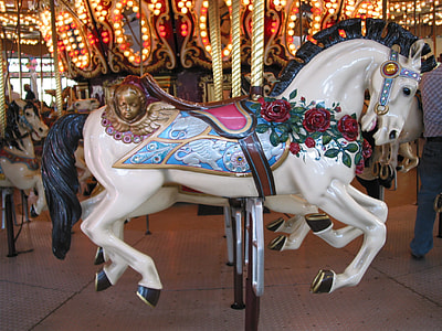 photo of white and blue horse carousel thumbnail