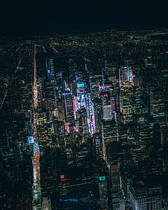 bird's eye view of buildings during night thumbnail