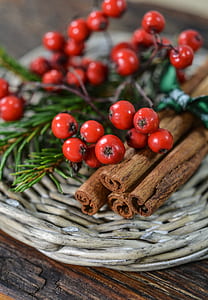 round red fruits on wicker brown plate thumbnail