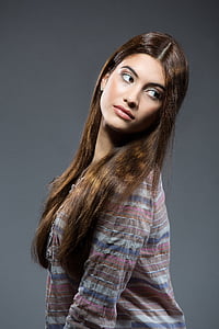 closeup photo of women wearing stripe shirt thumbnail