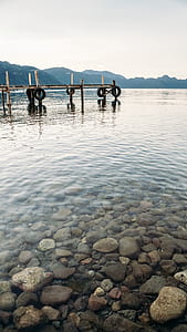 white wooden dock on body of water thumbnail
