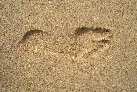 footprint on brown sand thumbnail