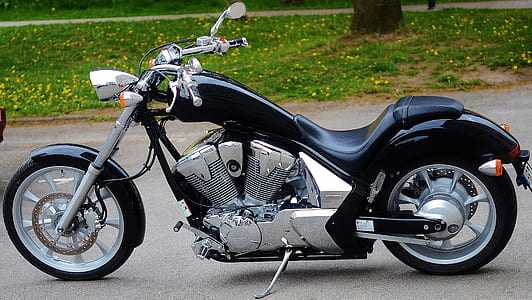 chopper motorcycle near lawn grass thumbnail