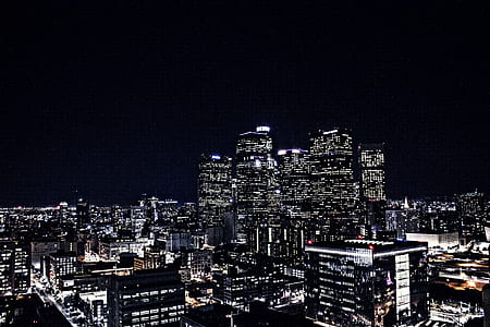 aerial view photography of lighted city buildings during nighttime thumbnail