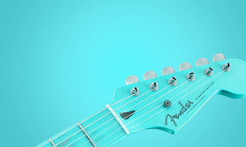 teal Fender guitar headstock thumbnail