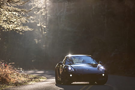 gray Porsche vehicle on road near forest during daytime thumbnail