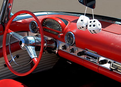 red and chrome-colored vehicle interior thumbnail