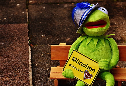 Kermit the frog sitting on bench thumbnail