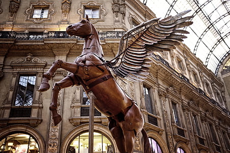 rearing pegasus statue inside building thumbnail