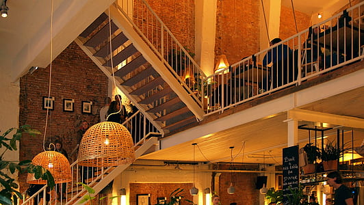 two brown woven framed pendant lamps thumbnail