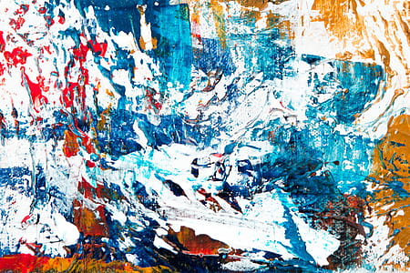 Blue, White, Red, and Yellow Abstract Painting thumbnail