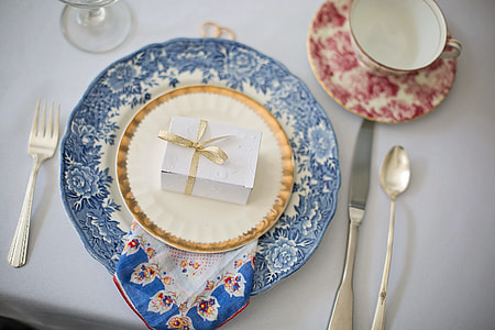 white present box on dinnerware set thumbnail